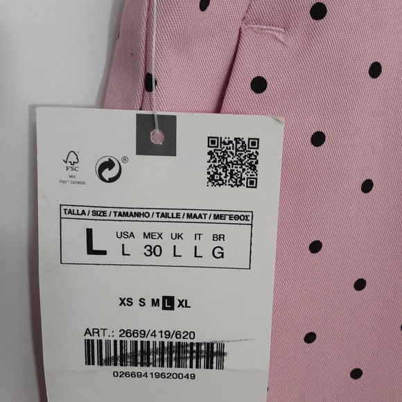 Zara pink polka dot high waist shorts stretch LG - Picture 5 of 10